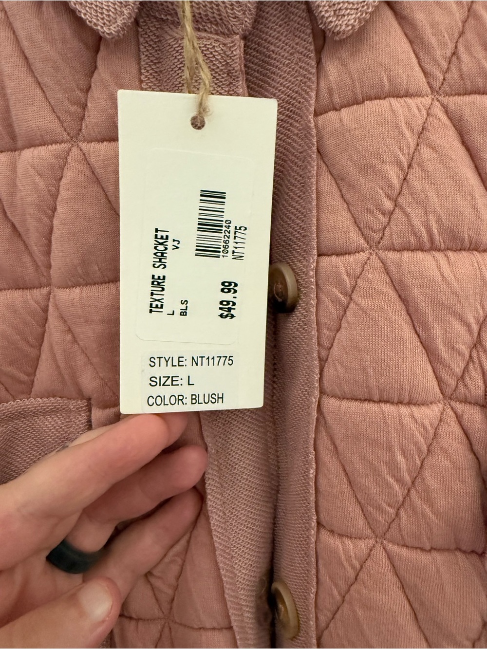 Quilted Puff Jacket in Dusty Rose - Women's Button-Front Puffer - Picture 2 of 4